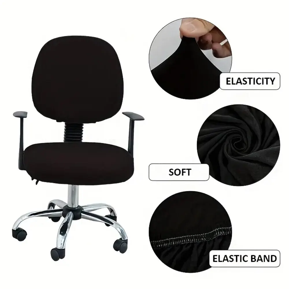 Office Chair Cover Solid Color Stretch Jacquard Elastic Covers For Desk Computer Chair Universal Solid Color Seat Cover