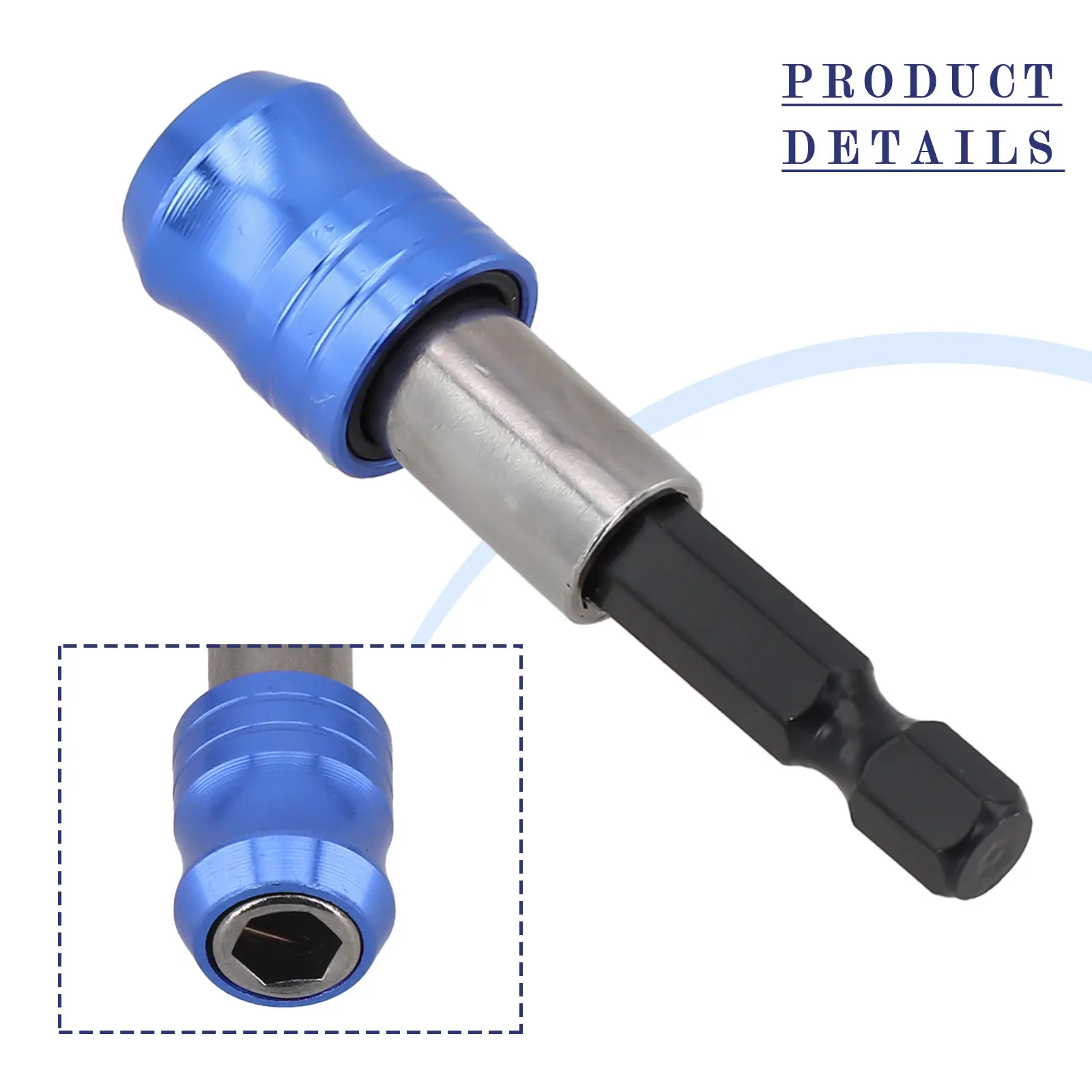 1/4 Head Hex Shank Drill Bit Extension Chrome Tungsten Steel Diagonal Diameter 1/4 Inch Hexagonal Handle Blue Color