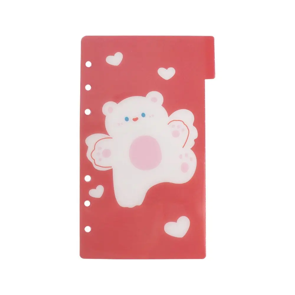 5 أوراق A6 دفتر ملاحظات ذو أوراق فضفاضة عبوة ورق الكرز الدب دوامة الموثق مقسم صفحة فاصل مؤشر الموثق الصفحة الداخلية 6 حفرة #2