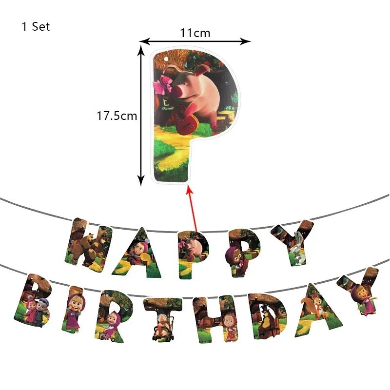 Mashaed Geburtstagsparty-Dekoration Bären-Thema Teller Becher Banner Tortendekoration Luftballons für Kinder Babyparty Geschenk Mädchen Fotobox – Detail 6