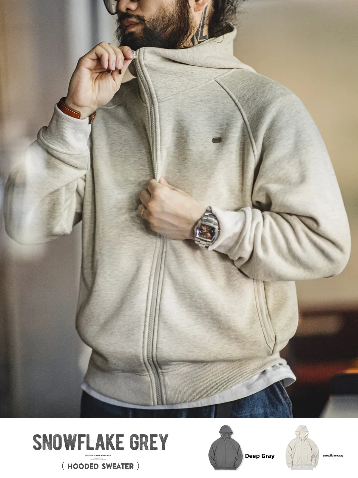 

Толстовка на молнии с капюшоном Maden, мужская повседневная осенняя верхняя одежда на подкладке Fce Spor, американская осенняя верхняя одежда, теплая смесь хлопка из полиэстера