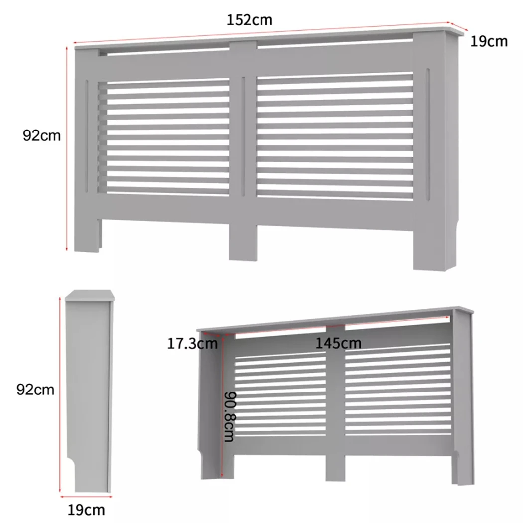 92cm Height Grey Small Heater Covers Horizontal Slat Internal Heights 90cm Tall Radiator Shelf