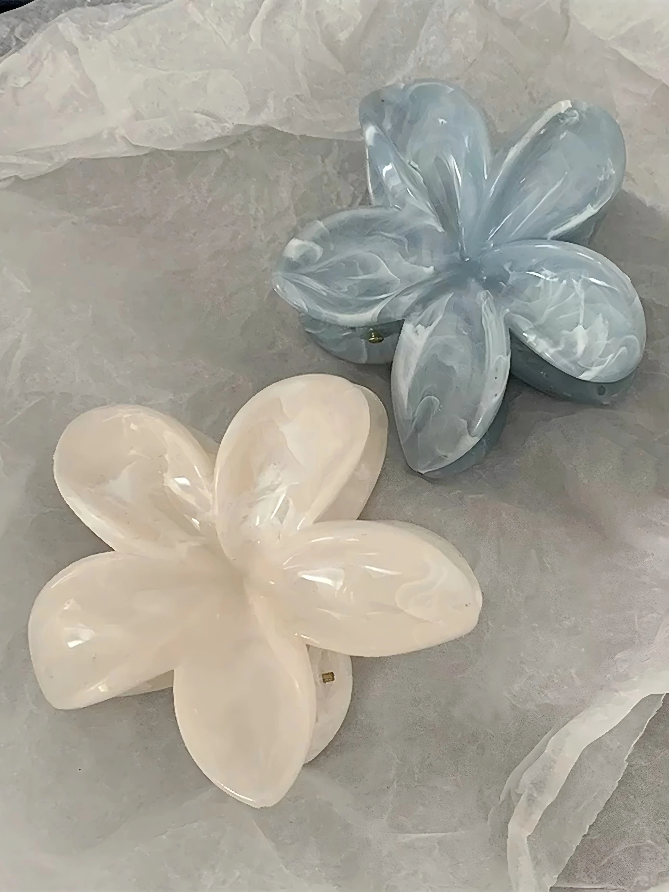 2 Stück Hawaiianische Marmor-Blumen Haarklammern für Frauen und Mädchen Urlaubsgeschenke für Feines Haar Niedliche Strand-Haaraccessoires – Detail 7