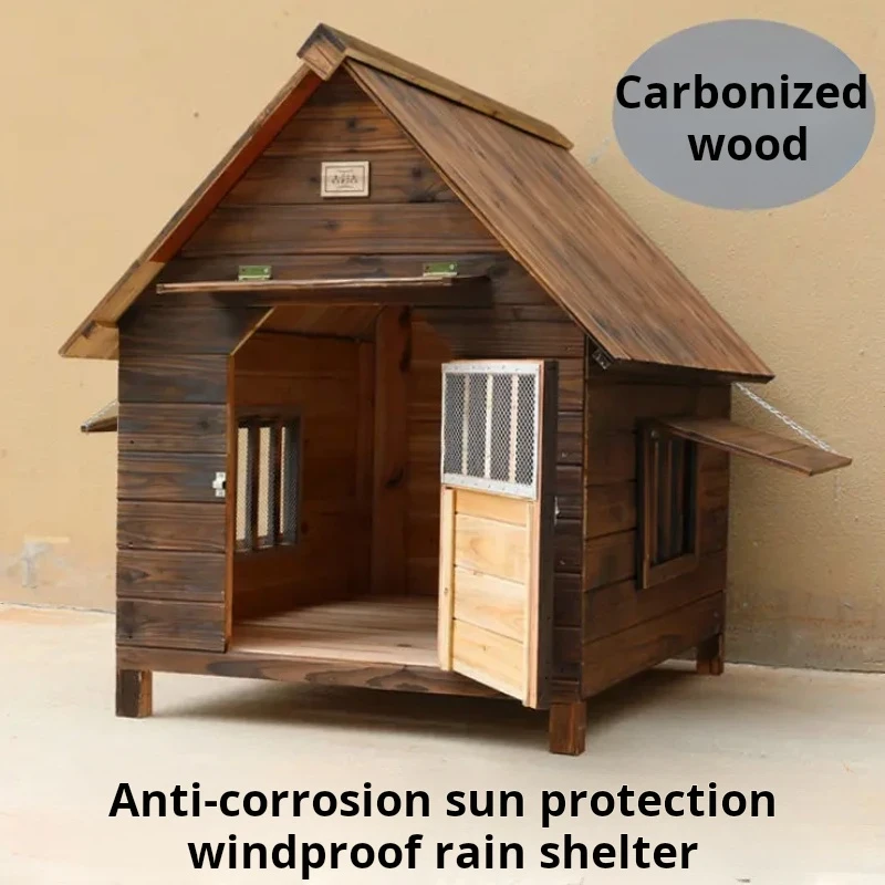 

Rainproof cat house pet supplies indoor dog house outdoor solid wood dog house outdoor sun protection cat and dog house