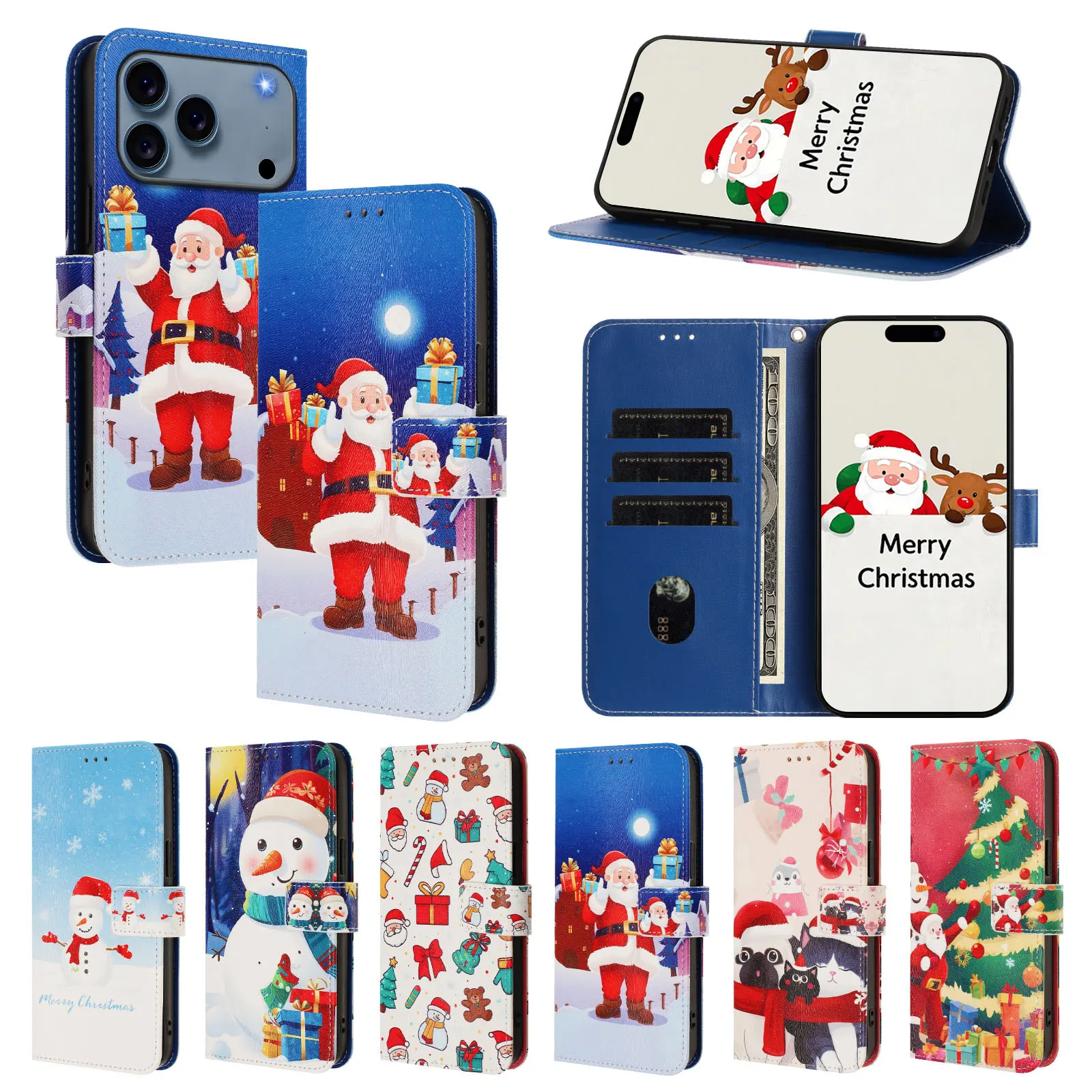 Рождественский чехол для телефона VIVO Y31S Y52S Y27S V29 Pro Lite Y36 Y78 Plus T2 V27E IQOO U3 Snowman Stand Wallet Case Cover coque