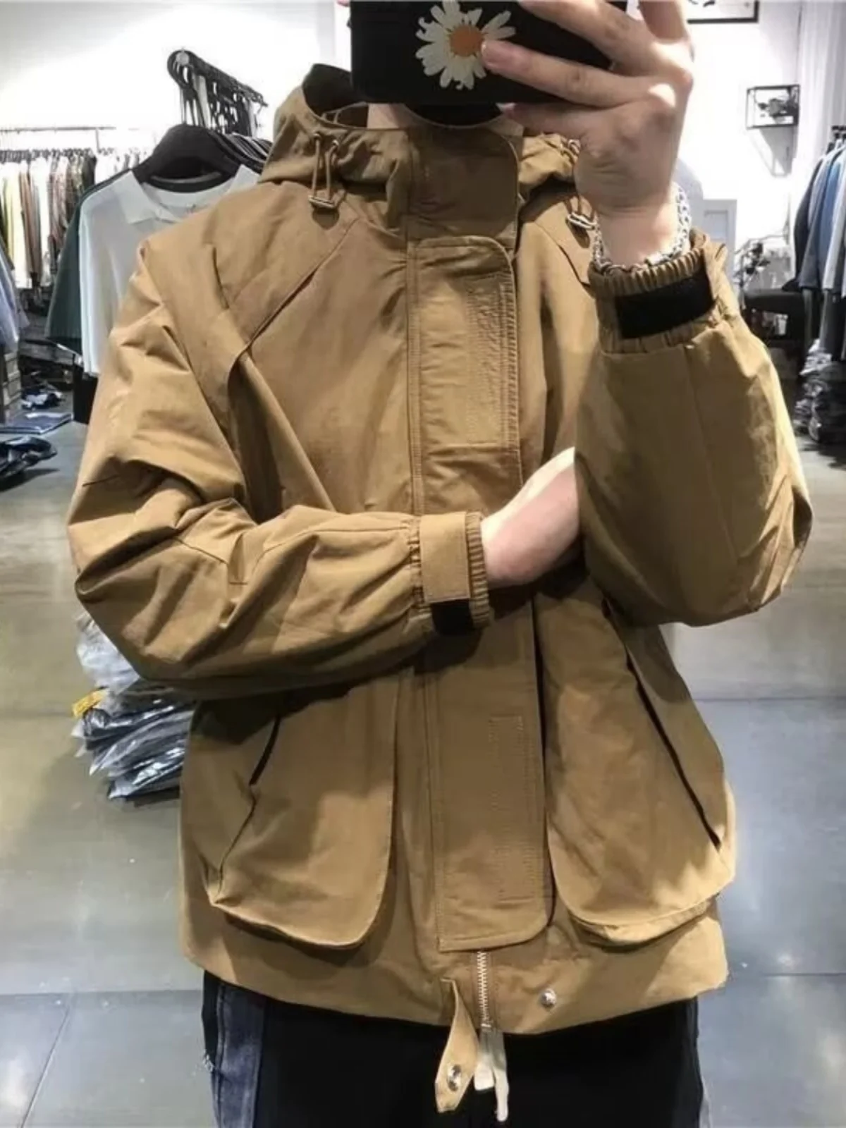 

American Retro Workwear Jaet Men's Trendy Loose Fit Zipper Collar Hunting Outerwear Versatile Spring Autumn Casual irt