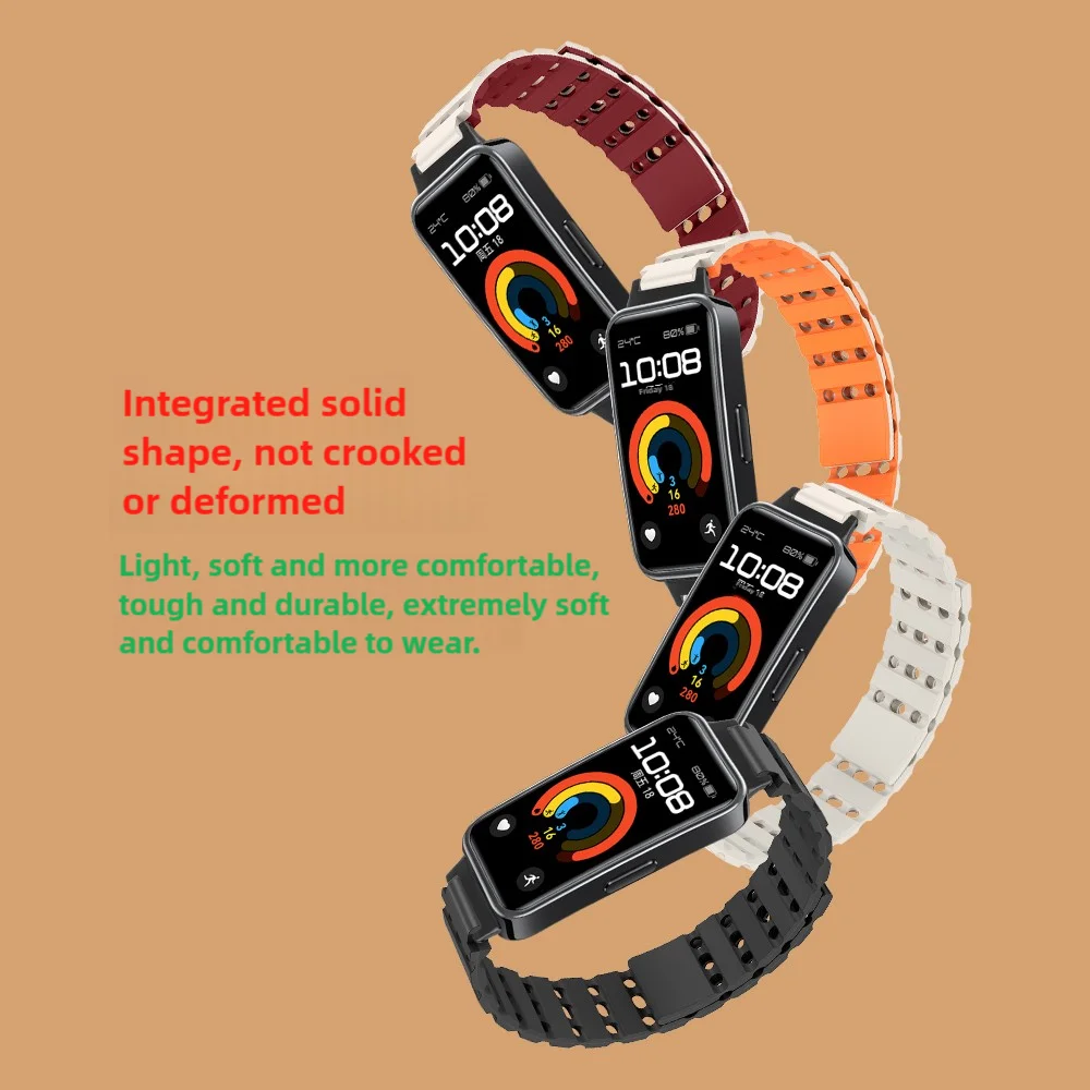 Магнитный ремешок для часов для Huawei Band 8/9, силиконовый быстросъемный дышащий легкий спортивный ремешок для умных часов для мужчин и женщин