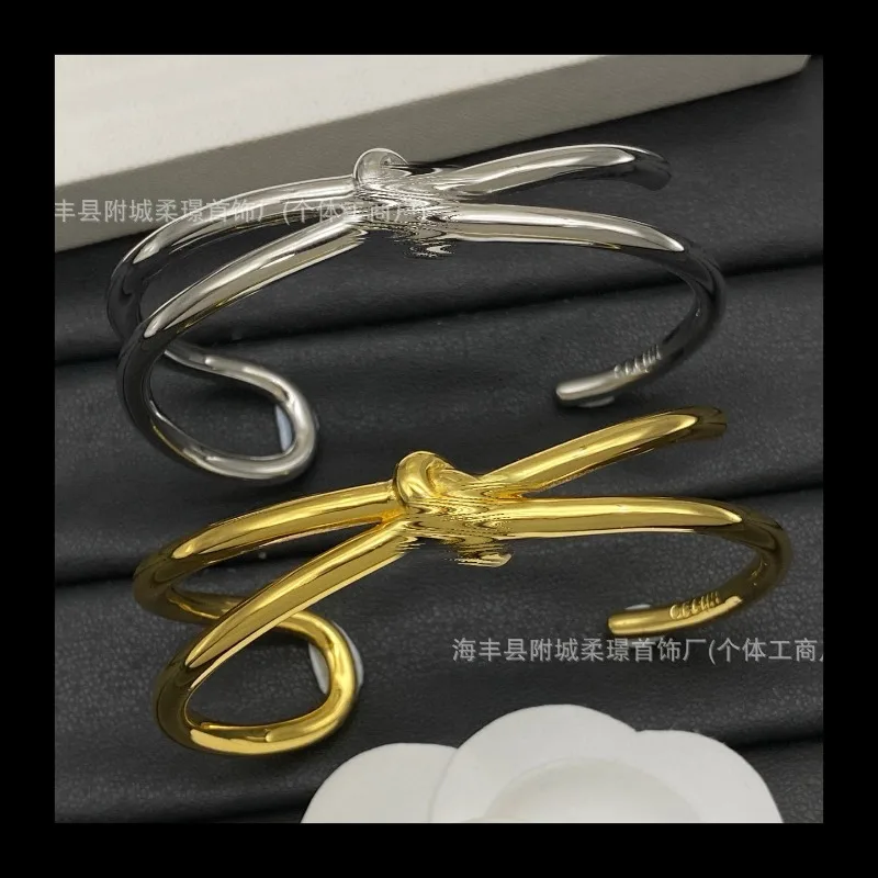 

Creative Hot Sale Personality Simple Knotted Bracelet Cold Wind Minimalist Opening Adjustable Bracelet Accessories
