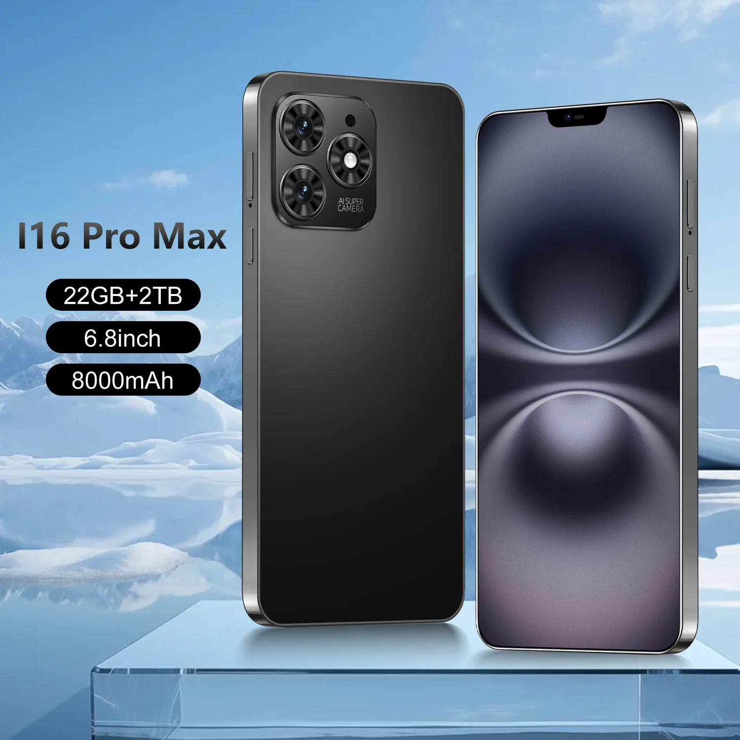 Global Edition I16 Pro Max 2025 6.8inch HD Original Smart Dual Card 8000mAh Battery Facial Recognition Function