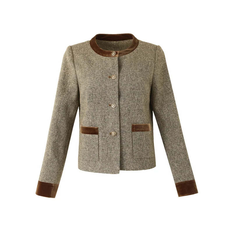 EVNISI Women Elegant Long Sleeved Jacket Single Breasted Office Tweed Cardigan Coat Autumn Winter Loose Women Outwear Coat 2024