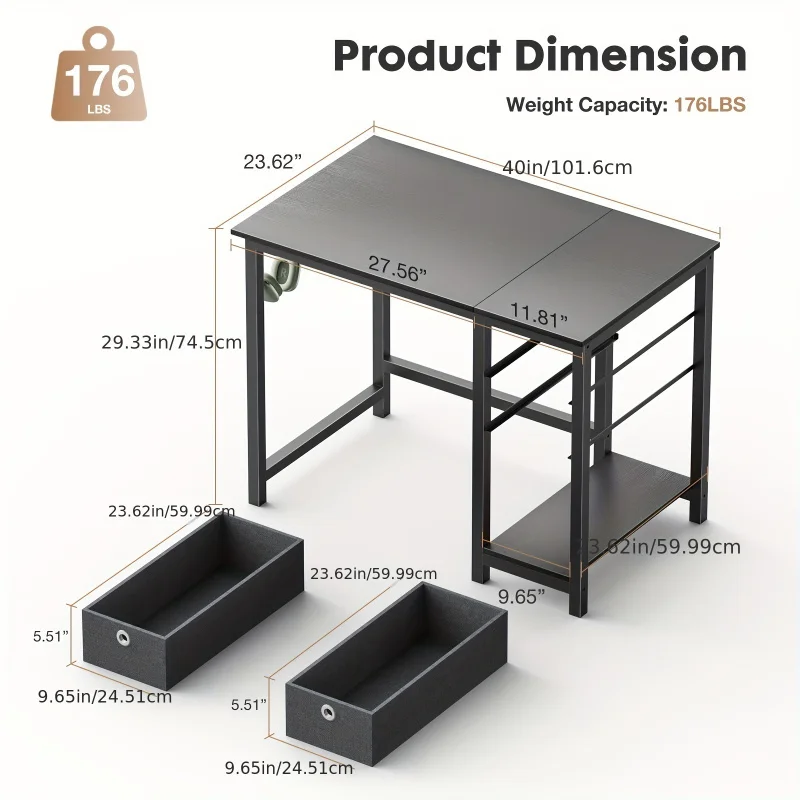 The OLIXIS 40/47-inch computer desk is suitable for home offices and can be used for writing, working, studying, or gaming. It f