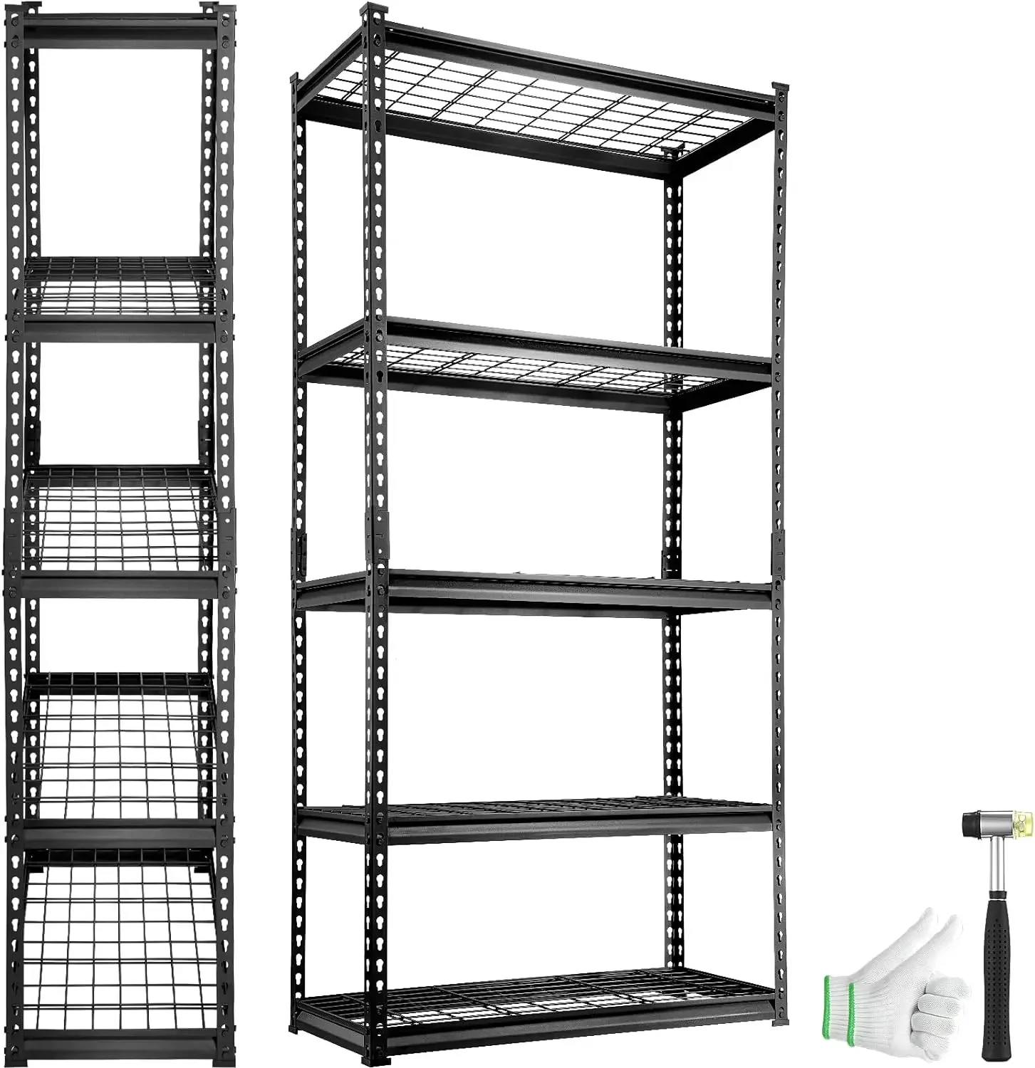 Storage Shelving Unit, 5-Tier Adjustable, 2000 lbs Capacity, Heavy Duty Garage Shelves Metal Organizer Wire Rack, Black