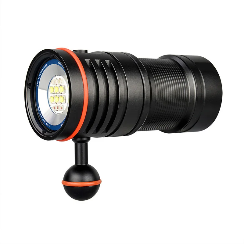 Diving photography fill light lamp lithium battery pack 6500LM depth 70 m LDE strong light flashlight