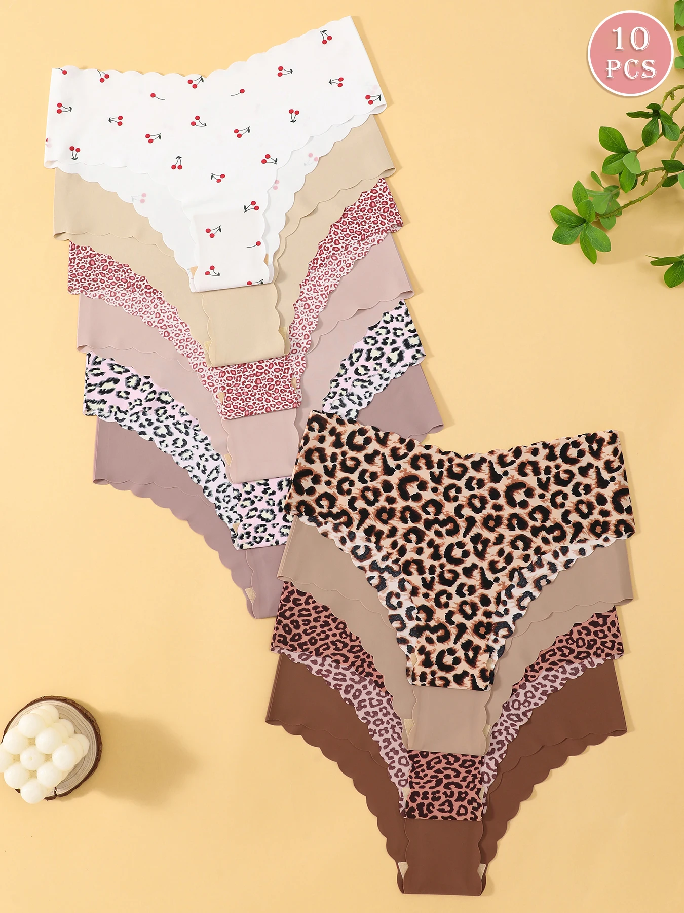 10pcs Women Seamless Wavy Edge Breathable Comfortable Soft Fabric Sexy Triangle… - Image 3