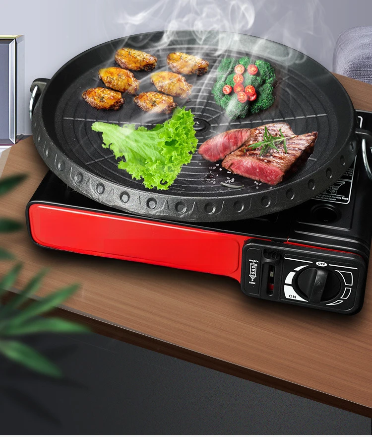 

rotundity BBQ Grill Pan Non Stick Stovetop Barbeque Tray Korean Roasting Grill Plate Outdoor Camping Supplies