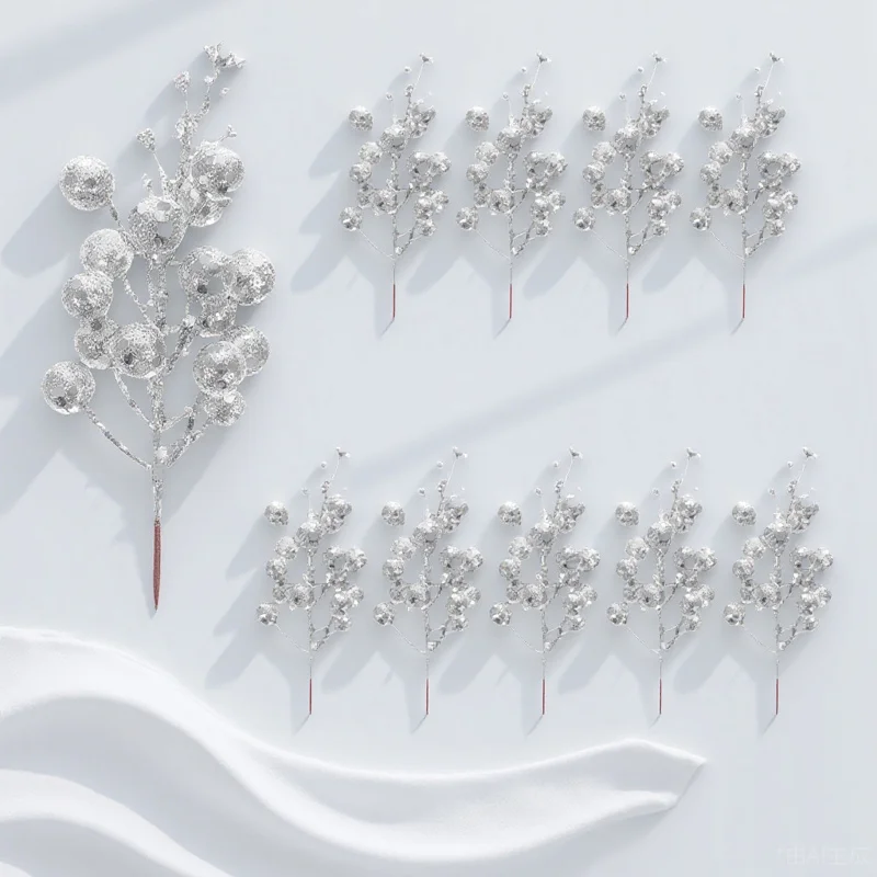 

10Pcs Christmas Artificial Berry Stems Glittered Fake Berries for Christmas Tree Decor Wreath Decoration Picks Festive Home