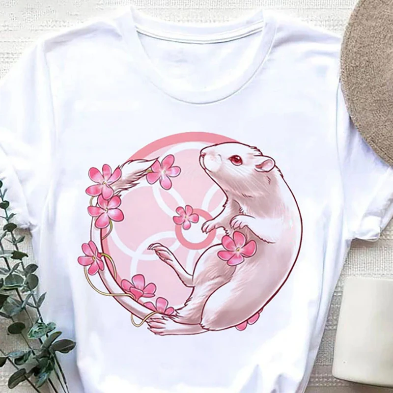 Cute Hamster Graphic T-shirt Cute Cartoon Print Casual Unisex T Shirt Summer New Fashion O-Neck Tshirt Streetwear Women/Men Tees