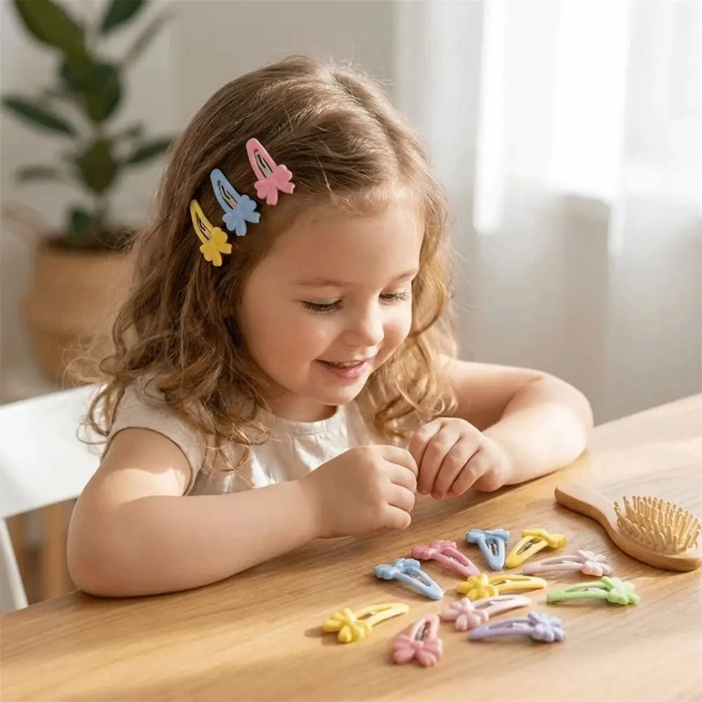 8/16 pcs/set Sweet Plastic Bangs Hairpin Flower Candy Color Multicolor Bownot Hair Clips Cute Light Pink Hair Barrettes Women