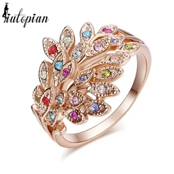 Italina Rigant Elegant Geunie Austrian Peacock Ring Rings For women With Austrian Crystal Stellux C1#RG96496