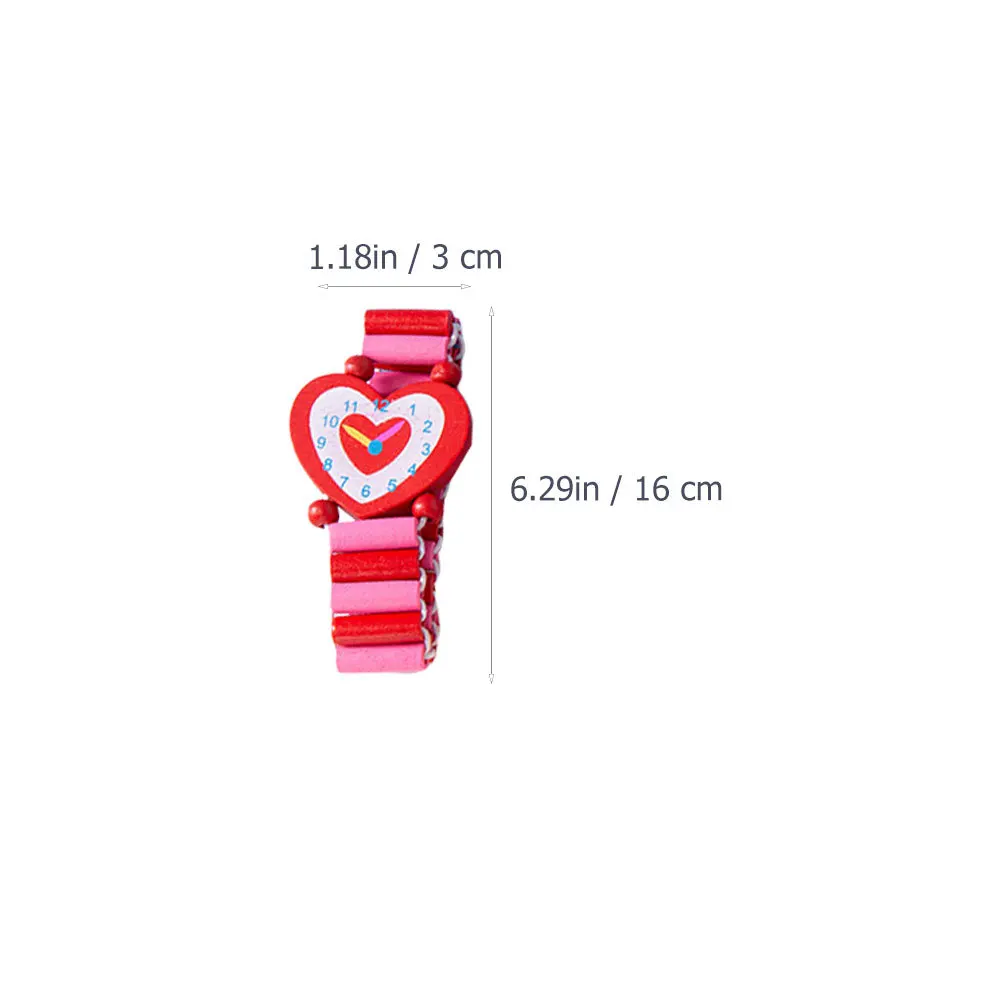 5Pcs Colorful Wooden Cartoon Watches Simulation Bracelet Educational Time Cognitive Early Learning Play