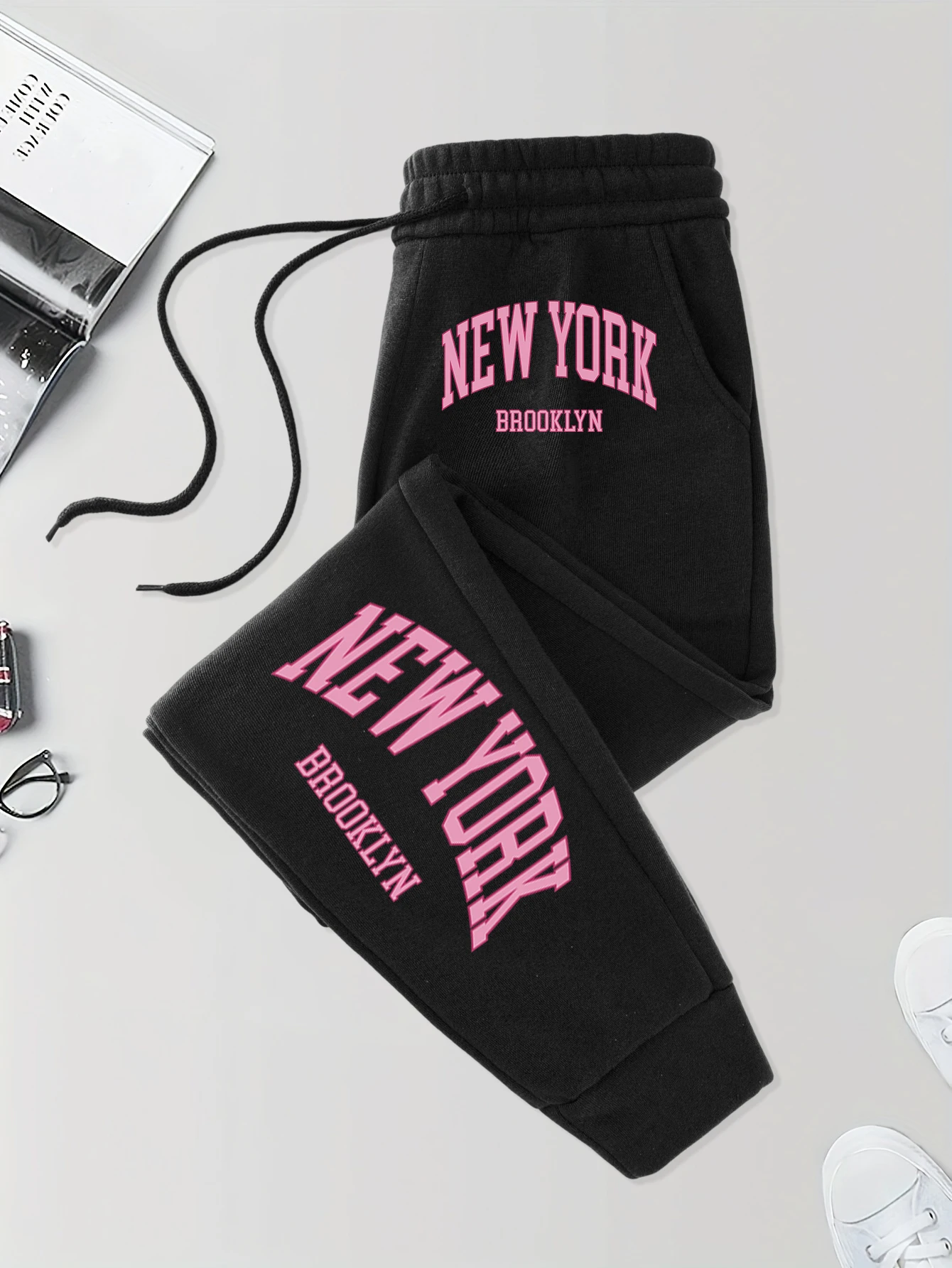 

Pink Letter New York Brooklyn Printing Long Pants Man'S Fleece 10 Colors Trousers Drawstring Warm Pant Sports Joggers Sweatpants