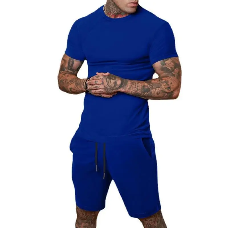 2024 Men\'s T-Shirt Sets And Shorts Fashion Men\'s T-shirt Short Sleeve+Shorts 2-Piece Set Oversized Casual Beach Sport Man Suit