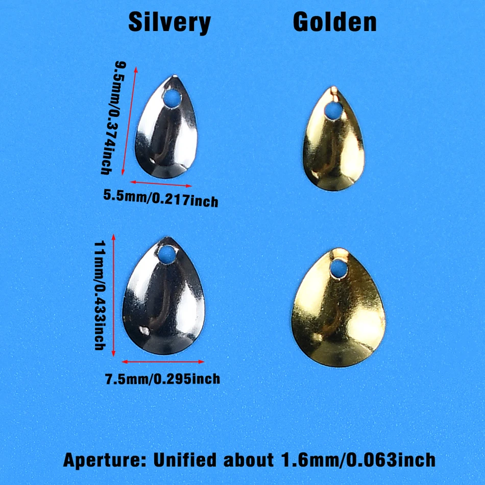60Pcs Metall Tropfen Köder Köder Spinner Klingen Glatte Harten Köder DIY Zubehör Goldene Silber Spinner Klingen für Angeln lockt – Detail 2