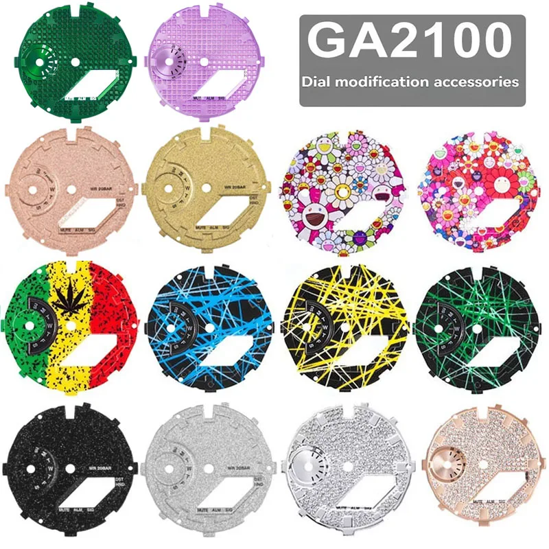 

Комплект для модификации внутреннего корпуса часов Casio GA-2100 GA-2110: модный циферблат «Подсолнух» с металлической поверхностью и разметкой.