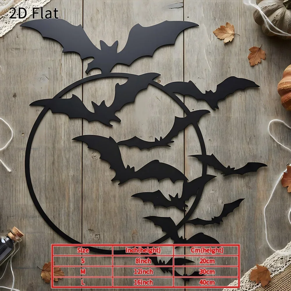CIFBUY Gothic Bat Iron Metal Wall Art, Waterproof Heavy Duty Sign, Rustic Accent Ornament for Home Porch, Bar, Man Cave Wall