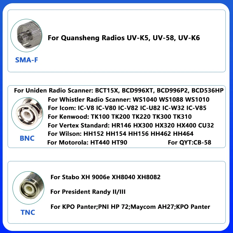 27MHZ Telescopic Antenna SMA-F For UV-K5 UV-K6 BNC Connector Aerial For CB-58 Uniden Wilson TNC For KPO Panter Short Wave Radios