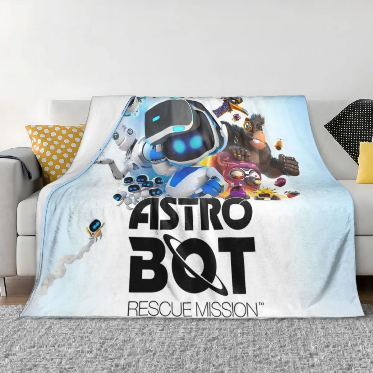 Astro Bot Flannel Blankets 3D Platformer Video Game Novelty Throw Blankets for Home 150*125cm Bedspreads