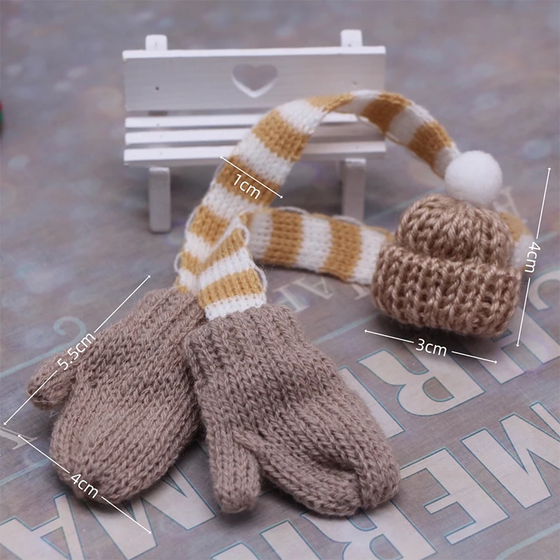 1:12 Dollhouse Handmade Mini Knitting Scarf Gloves For Dolls Christmas Clothes Dress UP DIY Dollhouse Miniature Scene Prop Model