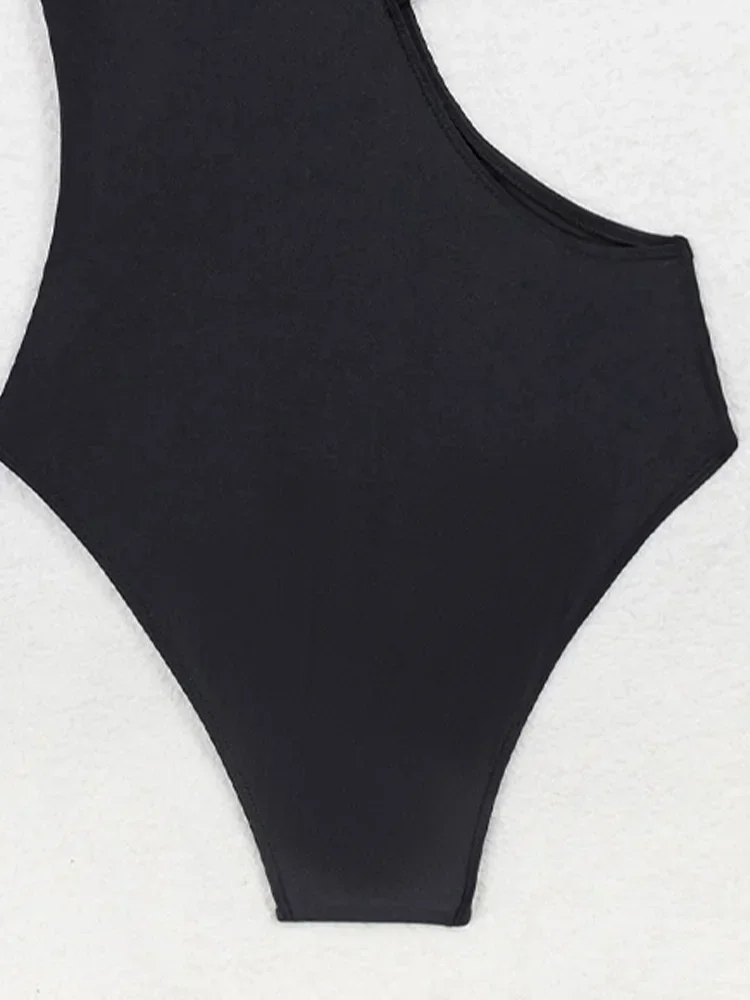UETEEY 2025 nuevo traje de baño de verano de una pieza, traje de baño Sexy sólido alto, Bikini de cintura para mujer, traje de baño ajustado sin espalda, Bikini de playa