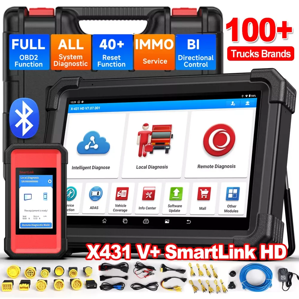 

LAUNCH X431 V+ SmartLink HD 24V Сверхмощный грузовик Дизельный сканер OBD2 Все системы DPF Реген Диагностический инструмент Активный тест