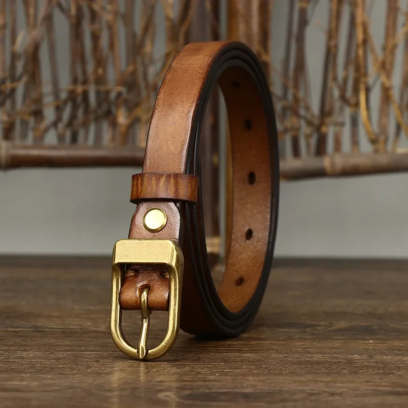 

1.8CM Thin Genuine Leather Belts for Women Luxury Copper Buckle Cowskin Female Belt Simple Waist Belt For Jeans Candy Color