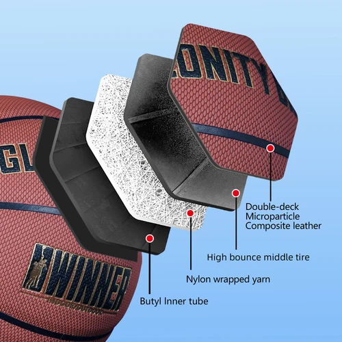 Imagen 2 del producto Baloncesto de competición interior y exterior de cuero Pu resistente al desgaste Tamaño estándar 5 6 7 Marrón-Rojo Equipo de Traning para hombres y mujeres Balón callejero