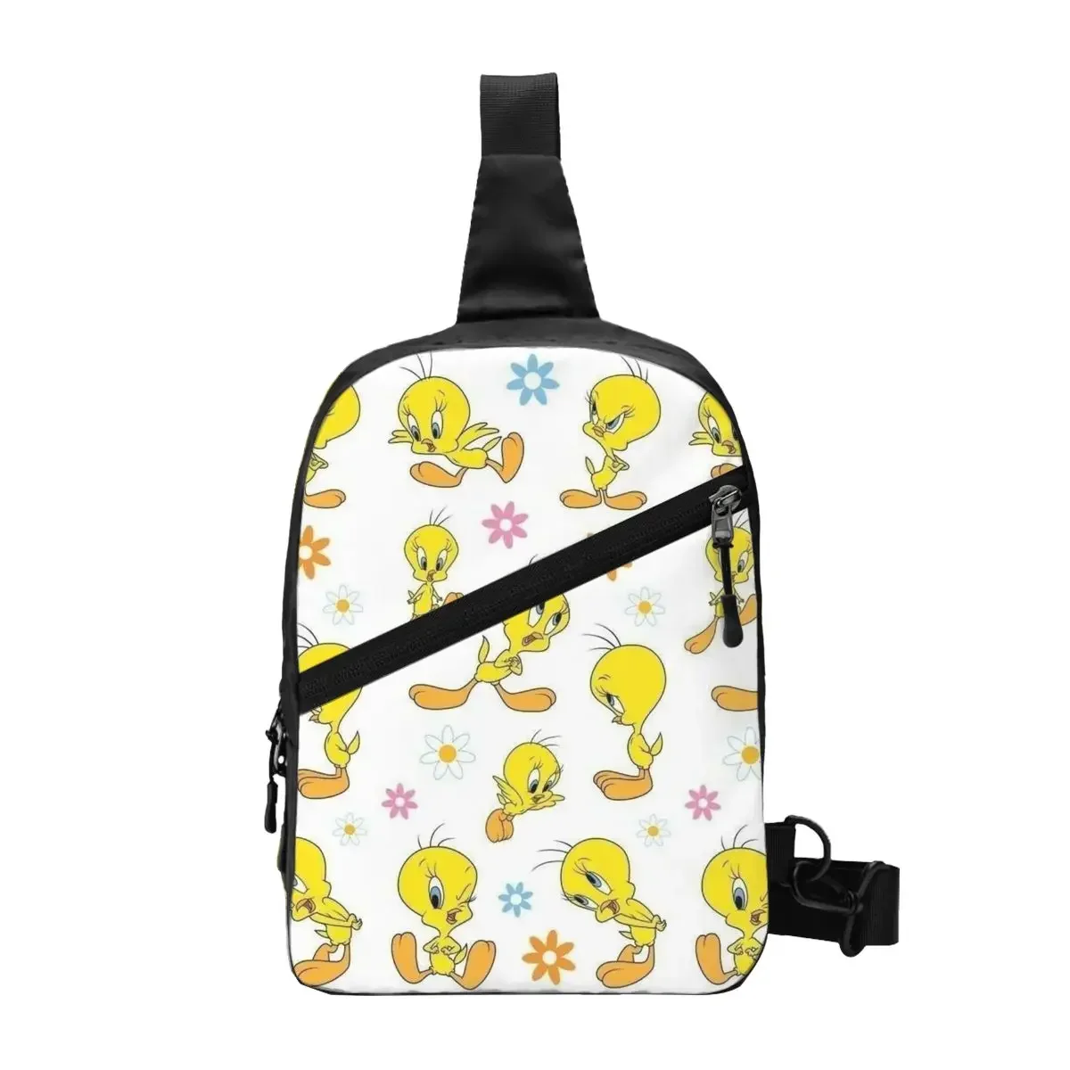 Custom Casual Tweetys Cartoon Animation Yellow Bird Sling Bag for Cycling Camping Men Crossbody Chest Backpack Shoulder Daypack