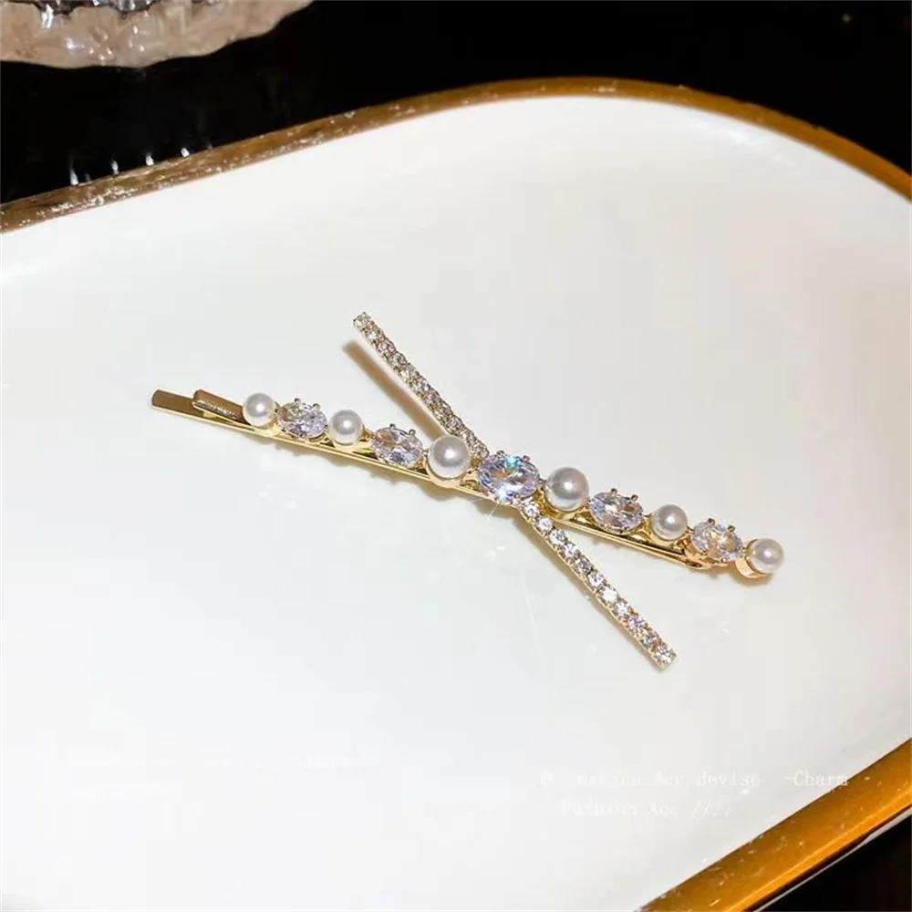 Pearl Metal Hairclips Women Hair Clip Girls Crystal Hairpins Barrette Hairgrip Elegant Hariband Bobby Pin Hair Accessories