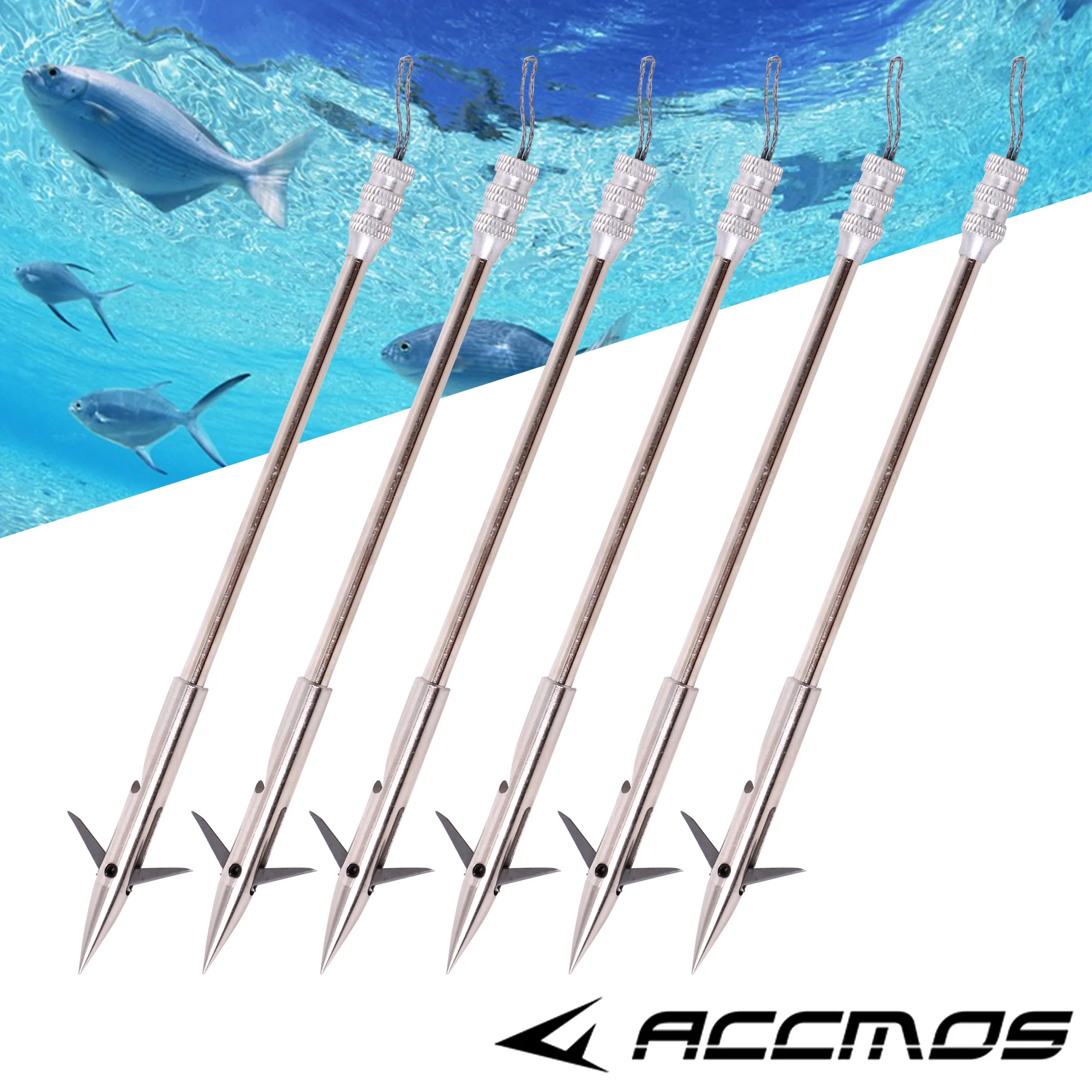 Stainless Steel Fishing Darts, Slingshot Arrow, Broadheads Arrowhead, Hunting Shooting Tool, 6Pcs