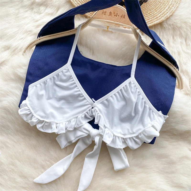 Women Sailor Collar Straps Short JK Uniform Sweet Erotic Student Suits Tops+Pleated Skirt Lingerie Fashion Sexy 4 Pieces Sets