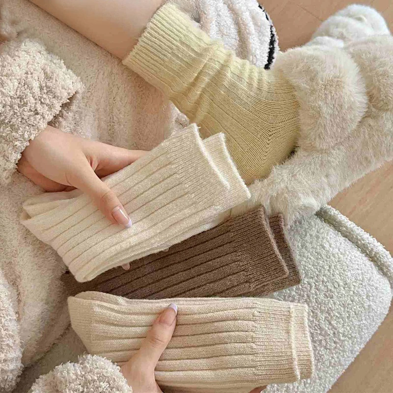 Thermal Thicken Wool Cashmere Long Sock for Women Homewear Sleeping Warm Crew Socks Women Socks Autumn Winter Calcetines Mujer