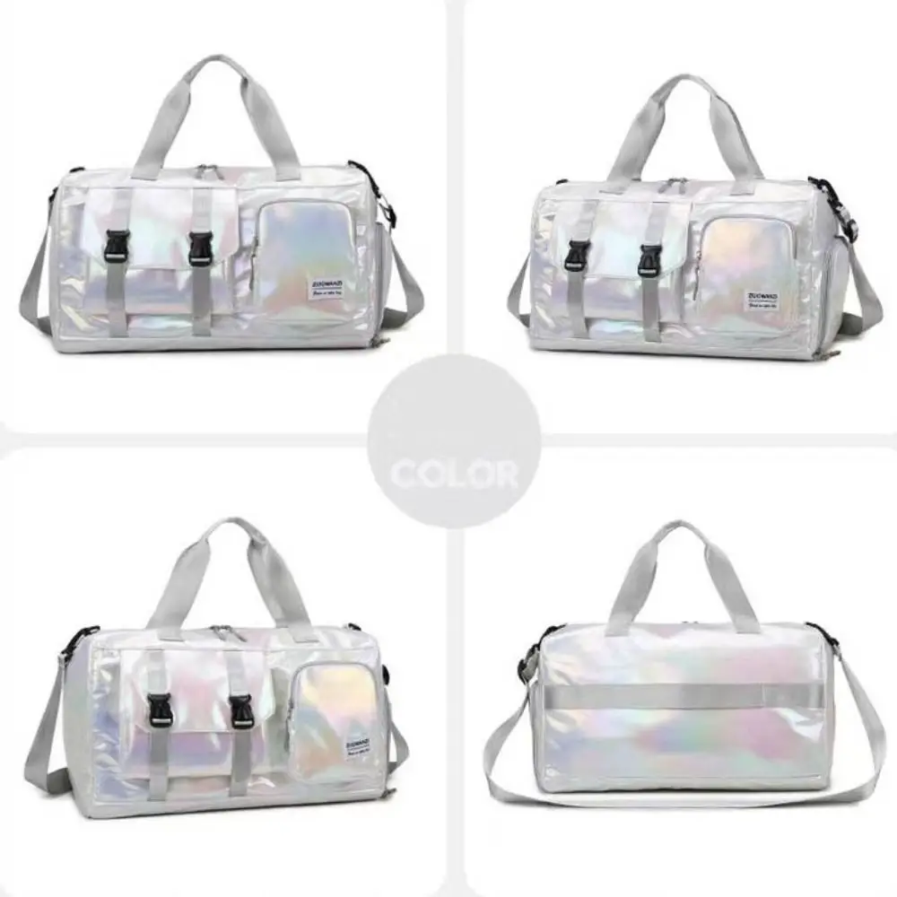 

Tote Pearl Glossy Gym Bag Waterproof Wet Dry Separation Travel Luggage Bag Carry-On Shoe Compartment Weekender Gym Tote Sports
