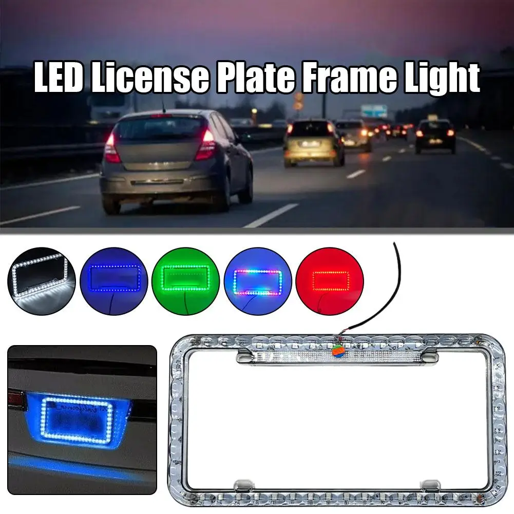 LED License Plate Frame Light 12V Car Rear License Lights Multiple Accessries Auto LED Modes Plate With Frame Light P3B8