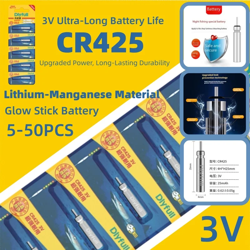 

3V CR425 Luminous Battery Fishing Float Night Fishing Accessories Tackles Electronic Floats Batteries