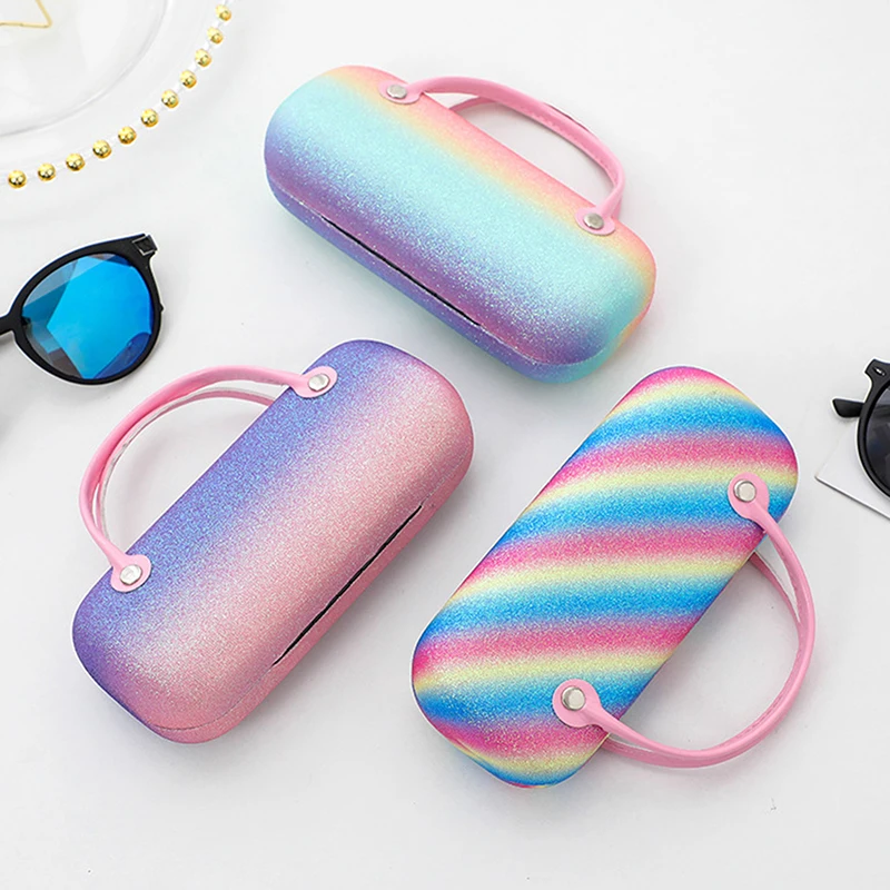 Estuche colorido para gafas de sol con láser arcoíris: una solución de almacenamiento de gafas creativa y portátil para bolsos y bolsillos para niños