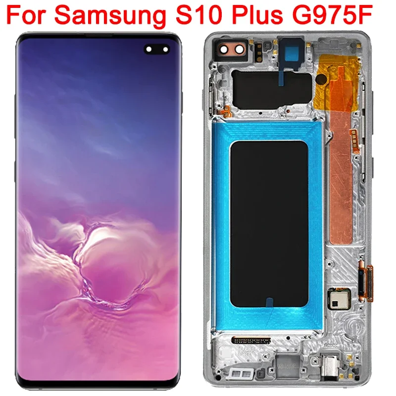 G975A LCD For Samsung S10 Plus Display Frame 6.4 Inch S10+ SM-G975F G975F/DS LCD Display Touch Screen Parts