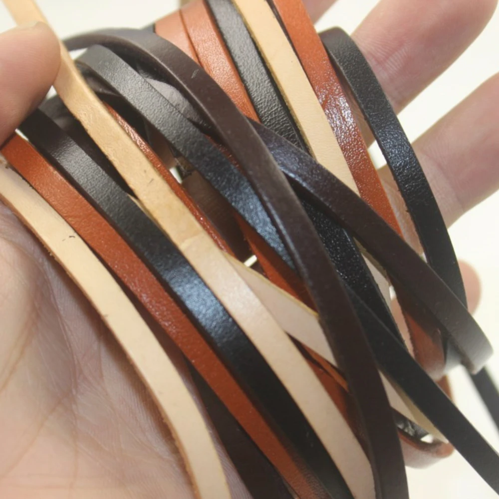 3/4/5/6/8/10mm grubość 3mm prawdziwej skóry płaskie stringi skórzany sznurek sznurek liny dla DIY naszyjnik bransoletka DIY tworzenia biżuterii