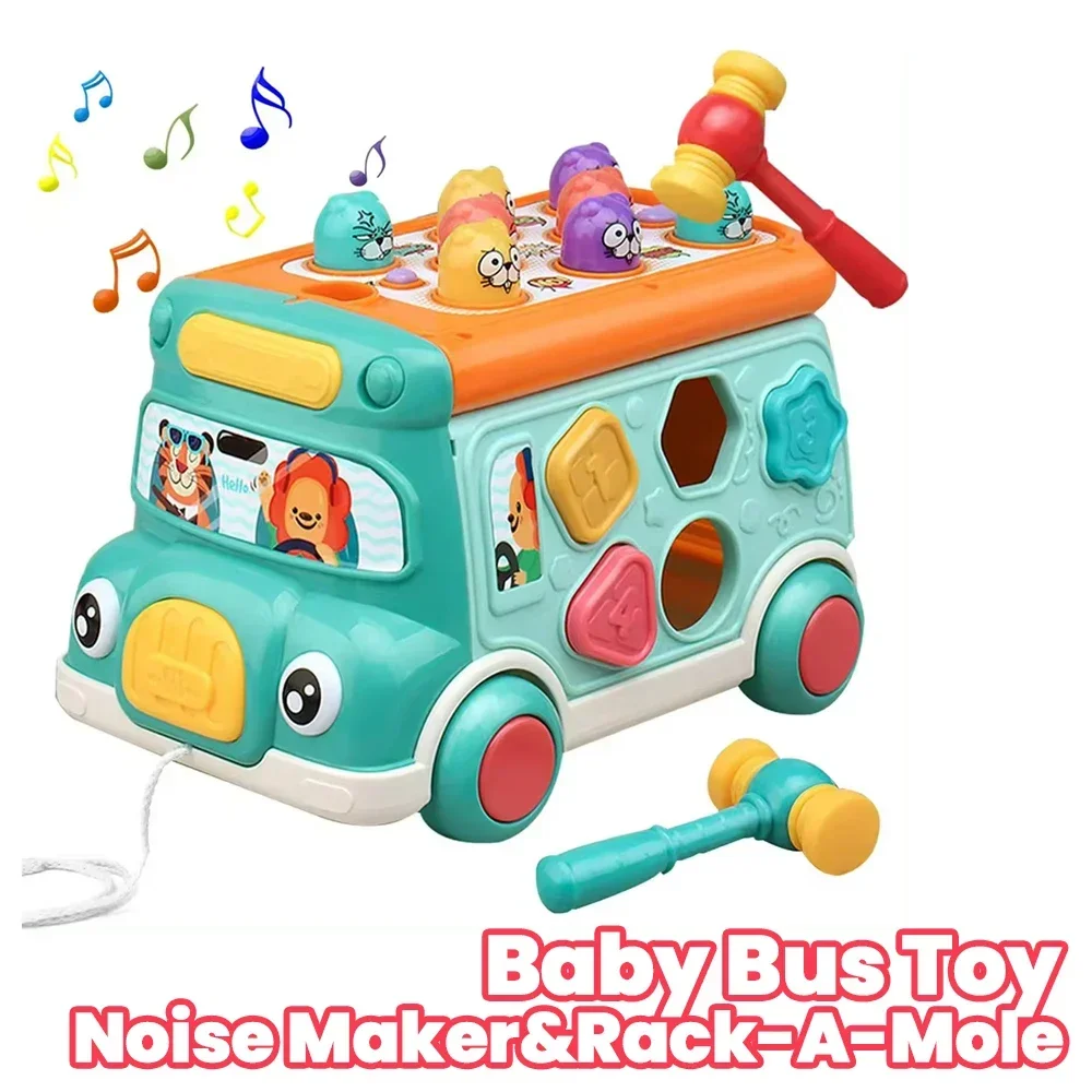 Baby Bus zabawka wytwornica dźwięków nauka edukacyjne zabawki muzyczne Rack-A-Mole kształt bloki gra sortowania dla malucha prezent dla noworodka