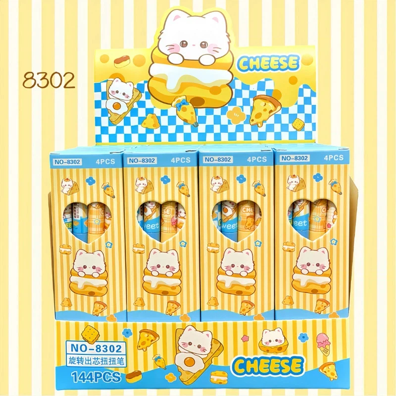 

12pcs Gel Pen Set 0.5mm Fine Point Black Ink Cartoon Cat Design Cute Student Twist Gel Pens Quick Dry Rotating Office Stationery