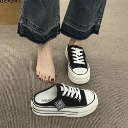 2026 Summer New Thick Slippers Fashion Casual Women Sandals Canvas Bottom Heightening Shoes Female Indoor Women Low Sneakers